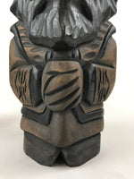 Japanese Wooden Ainu Nipopo Statue Vtg 2pc Set Okimono Hokkaido Brown AB108