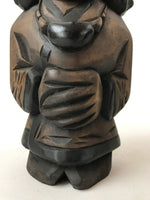 Japanese Wooden Ainu Nipopo Statue Vtg 2pc Set Okimono Hokkaido Brown AB108