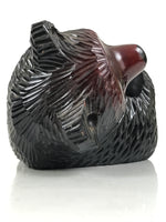 Japanese Wooden Carved Ainu Bear Candle Holder Vtg Incense Hokkaido Brown AB124