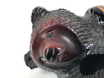 Japanese Wooden Carved Ainu Bear Candle Holder Vtg Incense Hokkaido Brown AB124