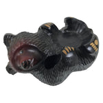 Japanese Wooden Carved Ainu Bear Candle Holder Vtg Incense Hokkaido Brown AB124