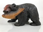 Japanese Wooden Carved Ainu Bear Statue Vtg Sculpture Hokkaido Brown AB119