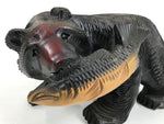 Japanese Wooden Carved Ainu Bear Statue Vtg Sculpture Hokkaido Brown AB120