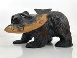 Japanese Wooden Carved Ainu Bear Statue Vtg Sculpture Hokkaido Brown AB121