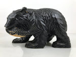Japanese Wooden Carved Ainu Bear Statue Vtg Sculpture Hokkaido Brown AB122
