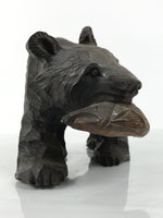Japanese Wooden Carved Ainu Bear Statue Vtg Sculpture Hokkaido Brown AB129