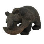 Japanese Wooden Carved Ainu Bear Statue Vtg Sculpture Hokkaido Brown AB129