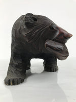 Japanese Wooden Carved Ainu Bear Statue Vtg Sculpture Hokkaido Brown AB131