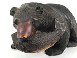 Japanese Wooden Carved Ainu Bear Statue Vtg Sculpture Hokkaido Brown AB131
