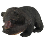 Japanese Wooden Carved Ainu Bear Statue Vtg Sculpture Hokkaido Brown AB131