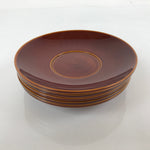 Japanese Wooden Drink Saucer Vtg 5pc Chataku Set Hida Shunkei Coaster Brown L235