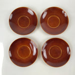 Japanese Wooden Drink Saucer Vtg 5pc Chataku Set Hida Shunkei Coaster Brown L235