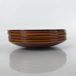 Japanese Wooden Drink Saucer Vtg 5pc Chataku Set Hida Shunkei Coaster Brown L235