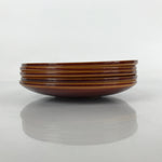 Japanese Wooden Drink Saucer Vtg 5pc Chataku Set Hida Shunkei Coaster Brown L235