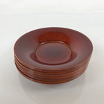 Japanese Wooden Drink Saucer Vtg 5pc Chataku Set Hida Shunkei Coaster Brown L236