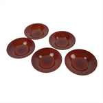Japanese Wooden Drink Saucer Vtg 5pc Chataku Set Hida Shunkei Coaster Brown L236