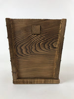 Japanese Wooden Folk Art Flower Vase Vtg Square Kabin Ikebana Arrangement FK80