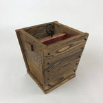 Japanese Wooden Folk Art Flower Vase Vtg Square Kabin Ikebana Arrangement FK80