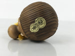 Japanese Wooden Kokeshi Bell Vtg Suzu Brown Round Handmade Craft Yoro KF825