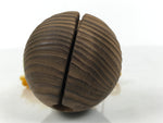 Japanese Wooden Kokeshi Bell Vtg Suzu Brown Round Handmade Craft Yoro KF825