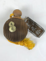 Japanese Wooden Kokeshi Bell Vtg Suzu Brown Round Handmade Craft Yoro KF825