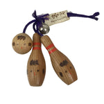 Japanese Wooden Kokeshi Charm Vtg Bowling Pin Ball Brown Traffic Safety KF817