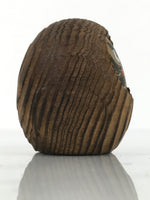 Japanese Wooden Kokeshi Doll Vtg Daruma Figurine Round Brown Black Grain KF814