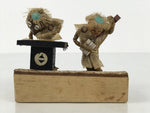 Japanese Wooden Kokeshi Doll Vtg Figurine Kappa Pair Nut Shamisen Song KF798
