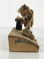 Japanese Wooden Kokeshi Doll Vtg Figurine Kappa Pair Nut Shamisen Song KF798