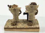 Japanese Wooden Kokeshi Doll Vtg Figurine Kappa Pair Nut Shamisen Song KF798