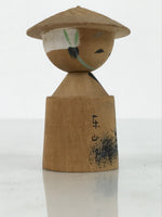 Japanese Wooden Kokeshi Doll Vtg Figurine Wobbly Head Hat Kyoto Pagoda KF815