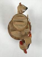 Japanese Wooden Kokeshi Doll Vtg Raccoon Dog Figurine Tea Kettle Tanuki KF816