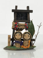 Japanese Wooden Kokeshi Doll Vtg Straw Hat Child Figurine Tsuruga Brown KF821