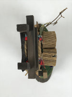 Japanese Wooden Kokeshi Doll Vtg Straw Hat Child Figurine Tsuruga Brown KF821