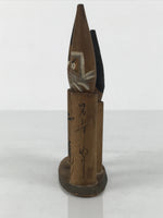 Japanese Wooden Kokeshi Doll Vtg Wobbly Head Figurine Three Brush Fude KF808