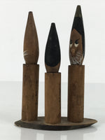 Japanese Wooden Kokeshi Doll Vtg Wobbly Head Figurine Three Brush Fude KF808