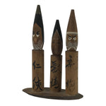 Japanese Wooden Kokeshi Doll Vtg Wobbly Head Figurine Three Brush Fude KF808