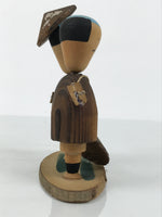 Japanese Wooden Kokeshi Doll Vtg Wobbly Head Kimono Figurine Hakone Travel KF830