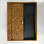 Japanese Wooden Portable Calligraphy Writing Storage Box Shutter Lid Brown T401