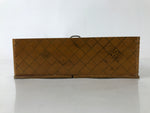 Japanese Wooden Portable Calligraphy Writing Storage Box Shutter Lid Brown T401