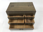 Japanese Wooden Sewing Box Haribako Vtg Tansu Trinket Chest 5 Drawers Brown T406