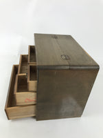Japanese Wooden Sewing Box Haribako Vtg Tansu Trinket Chest 5 Drawers Brown T406