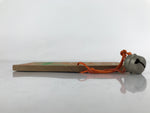 Japanese Wooden Shrine Plaque Ema Vtg Tiger Bamboo Suwa Taisha Bell EM83