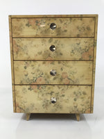 Japanese Wooden Tansu Storage Chest Haribako Vtg Sewing Box 4 Drawer Floral T411
