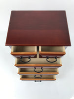 Japanese Wooden Tansu Storage Chest Haribako Vtg Sewing Box 5 Drawers Brown T413