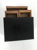 Japanese Wooden Tansu Storage Chest Vtg Haribako Trinket Box 3 Drawer Brown T405