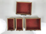 Japanese Wooden Tansu Storage Chest Vtg Haribako Trinket Box 4 Drawer Brown T418