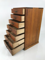 Japanese Wooden Tool Chest Kougubako Vtg Storage Toolbox 7 Drawers Brown T402
