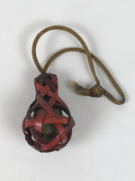 Japanese Woven Bamboo Hyotan Gourd Bell Keychain Phone Strap Amulet Red JK878