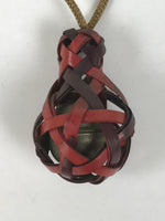 Japanese Woven Bamboo Hyotan Gourd Bell Keychain Phone Strap Amulet Red JK878